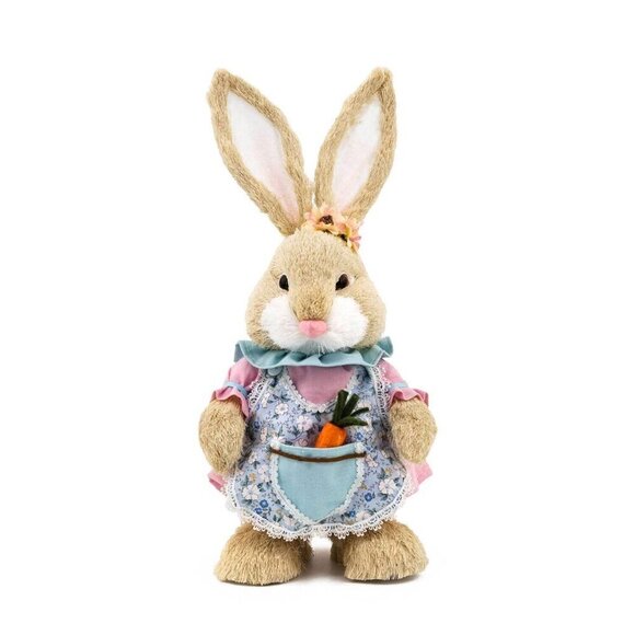 Rabbit Girl in Pink and Blue Dress Easter Decoration - Picture 1 of 1